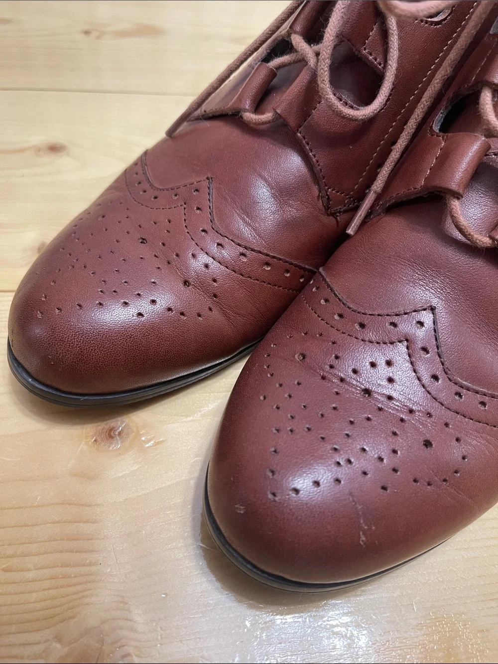 NWOT Vintage G.H. Bass & Co Cognac Leather Wingtip Oxford Lace-up Boots 9.5 - Picture 5 of 17